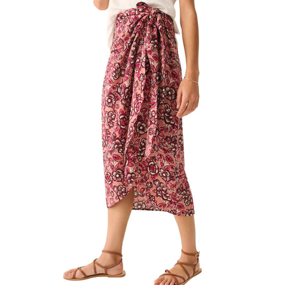 Faherty Pacifica Floral Linen Wrap Skirt | Sz S,  Rose Desert Bloom NWT $138 - Picture 6 of 7